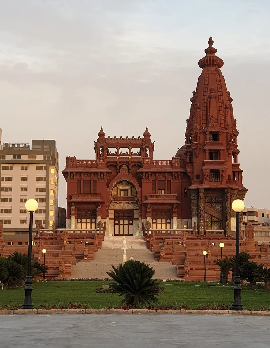 The ornate Hindu-temple-style exterior of the Baron Empain Palace in Heliopolis