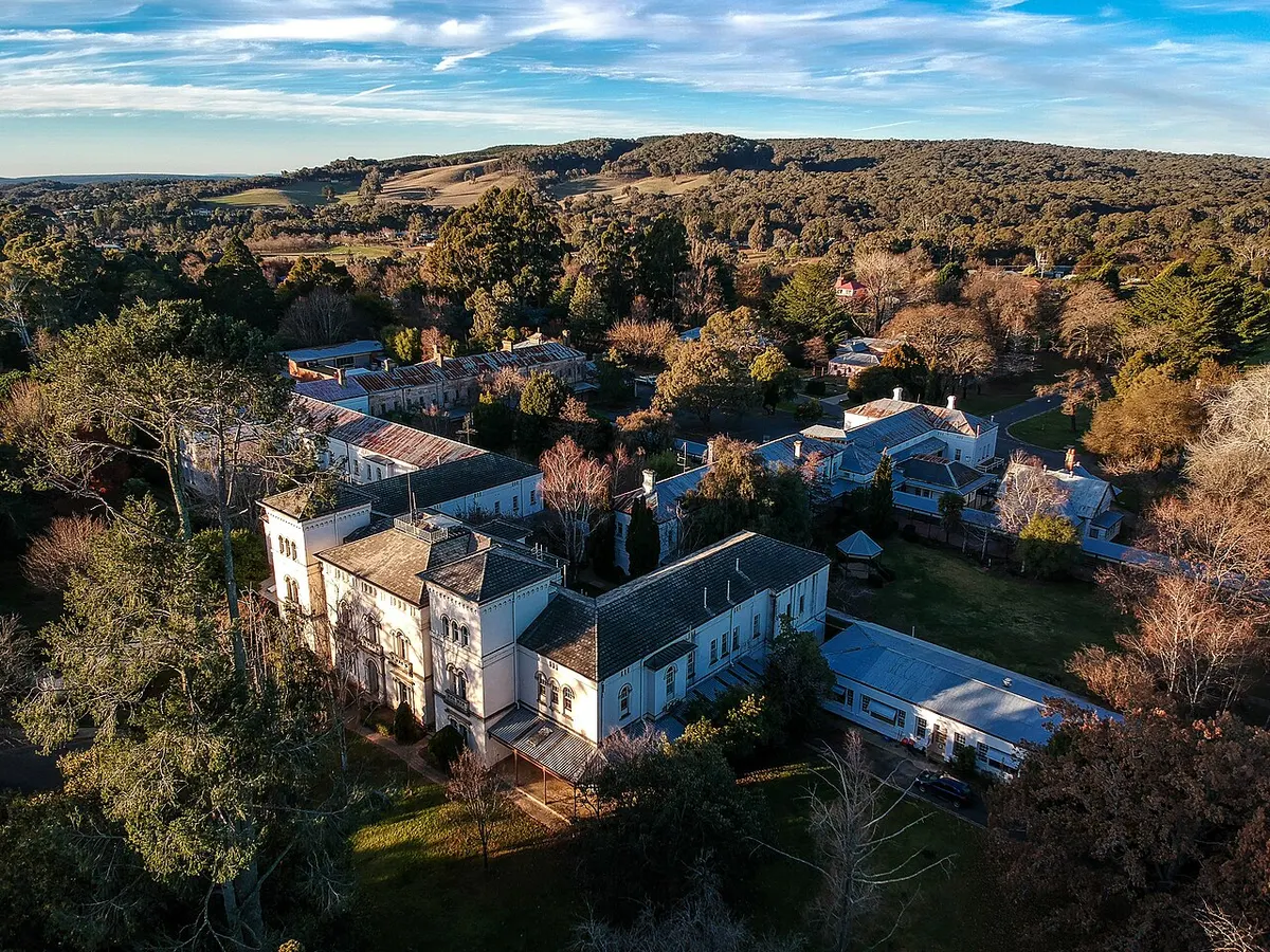 The Italianate main building of the former Beechworth Lunatic Asylum on its hilltop