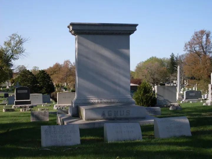The pedestal at Druid Ridge Cemetery where Black Aggie once sat