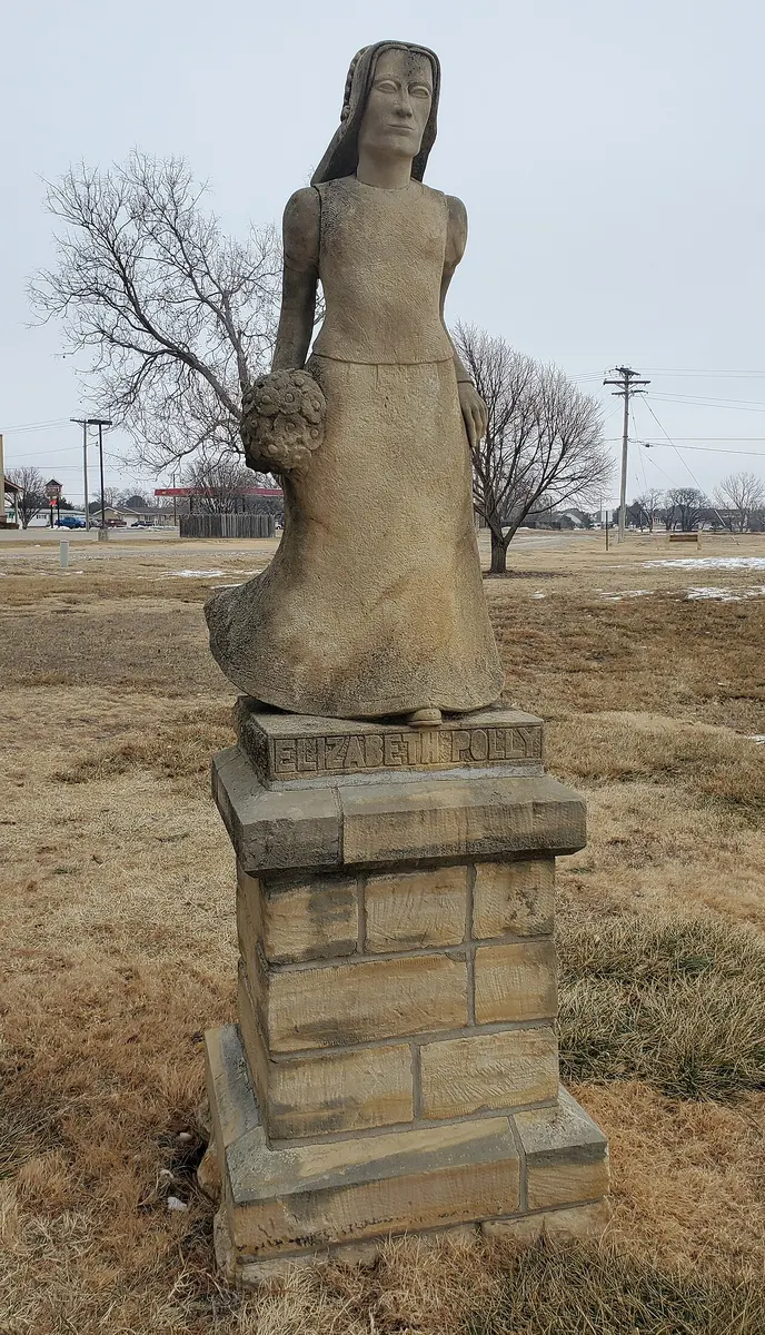 Peter Felten Jr.’s 1982 statue of Elizabeth Polly in Elizabeth Polly Park, Hays, Kansas