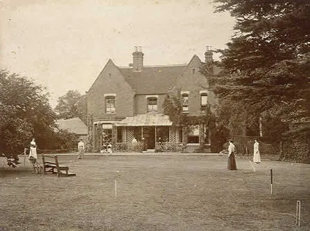 Victorian photograph of Borley Rectory, a large brick house with gables and chimneys, in 1892