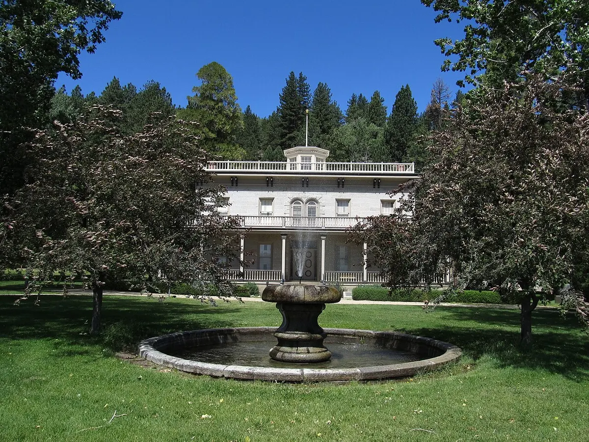 Bowers Mansion and its fountain in Washoe Valley, Nevada