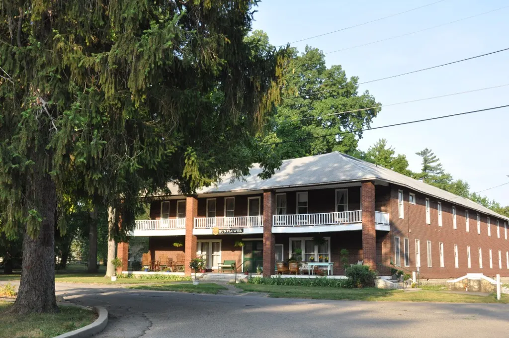 A communal housing building at the Chesterfield Spiritualist Camp in Indiana
