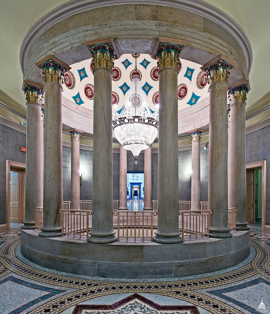 The Small Senate Rotunda in the U.S. Capitol, near where the legendary paw prints are set in the floor