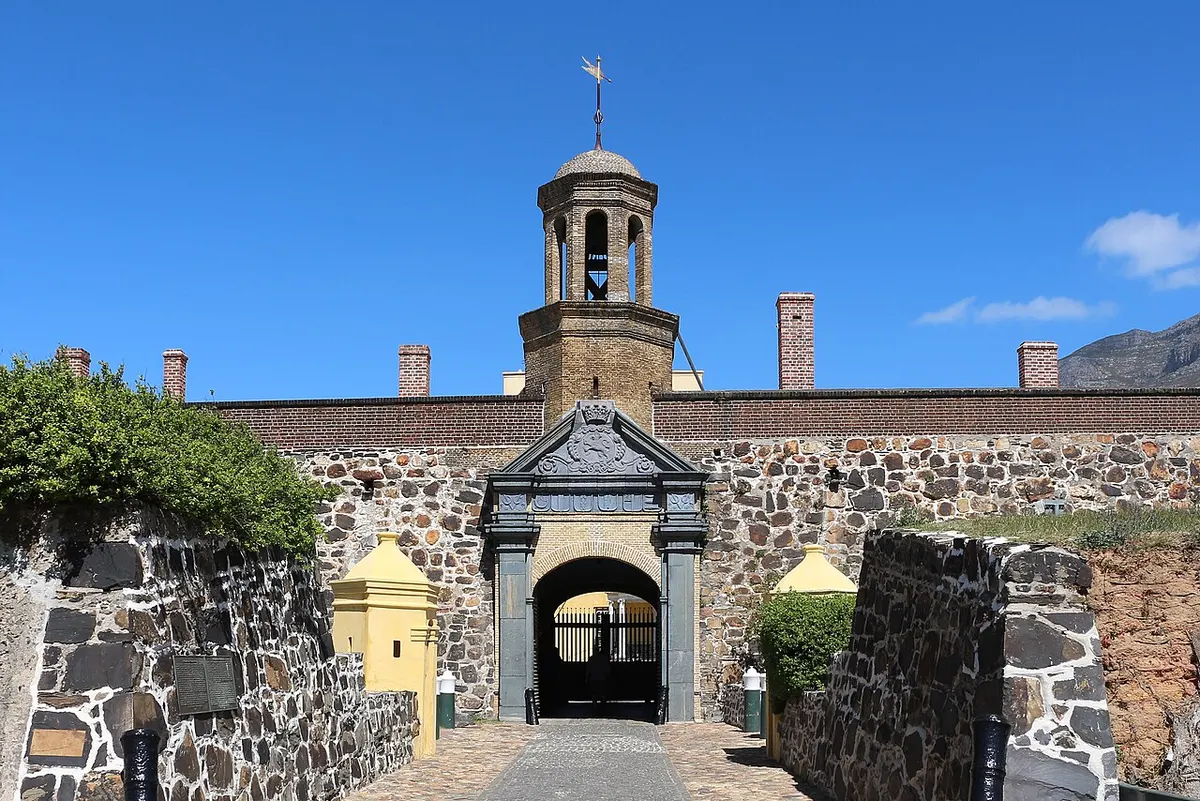 The gated entrance and bell tower of the Castle of Good Hope in Cape Town
