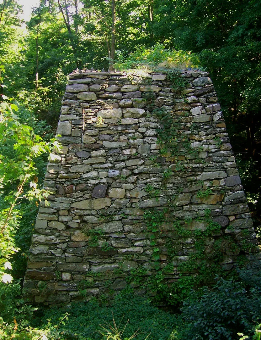 The conical stone Clinton Furnace beside Clinton Road, once rumored to be a Druid temple