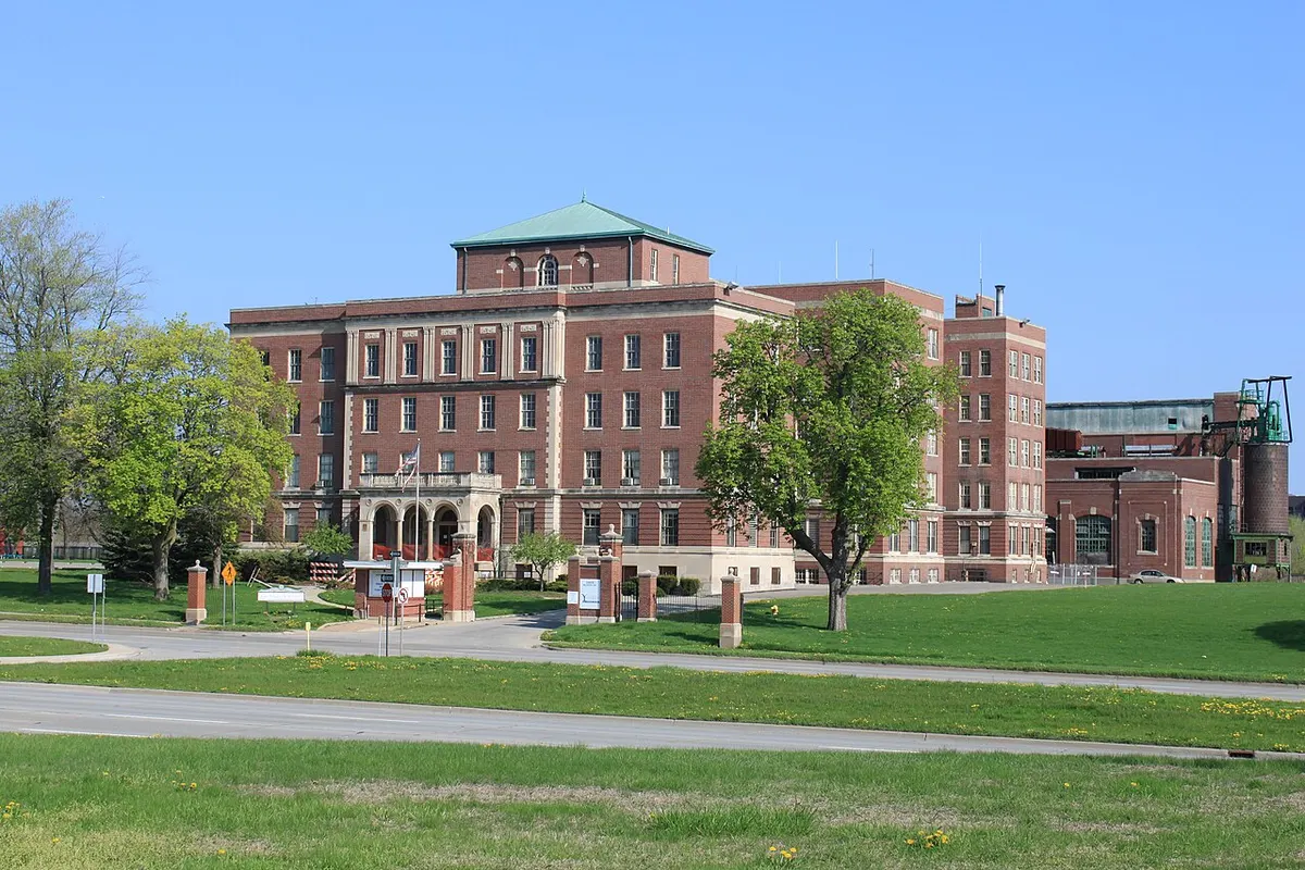 The large brick Kay Beard Building, formerly part of the Eloise psychiatric hospital, in Westland, Michigan