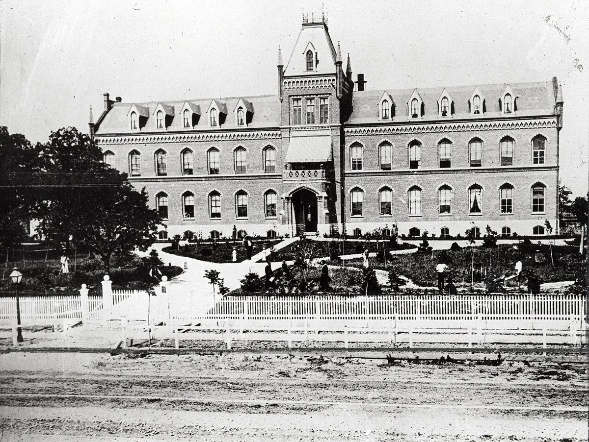 Historic photograph of the Alexian Brothers Hospital building in south St. Louis