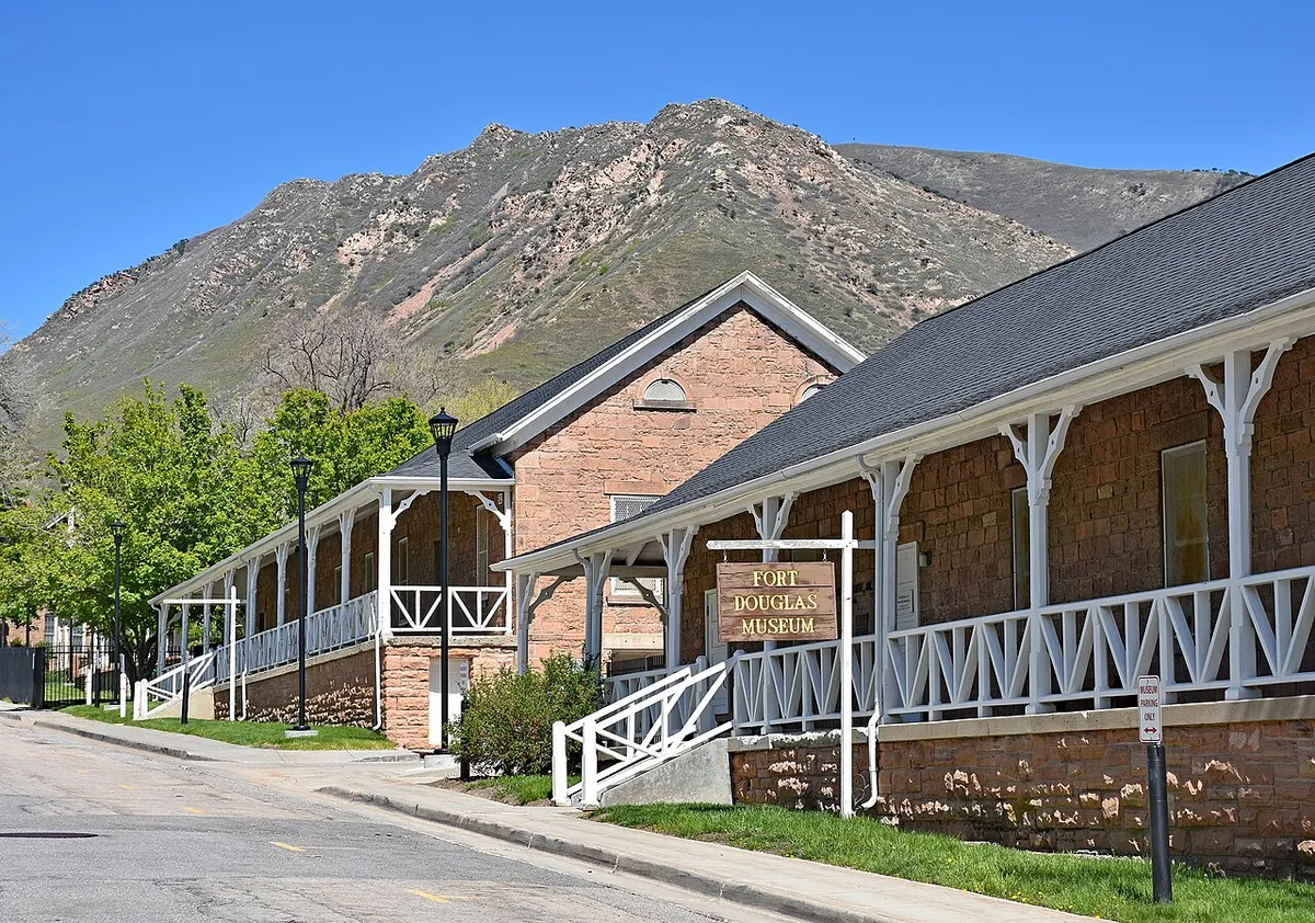 The two 1875 barracks buildings that house the Fort Douglas Military Museum in Salt Lake City
