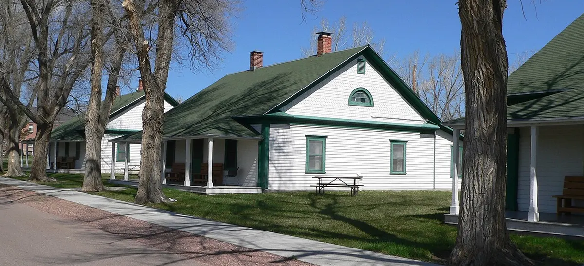 A row of restored 1870s officers’ quarters at Fort Robinson State Park, Nebraska
