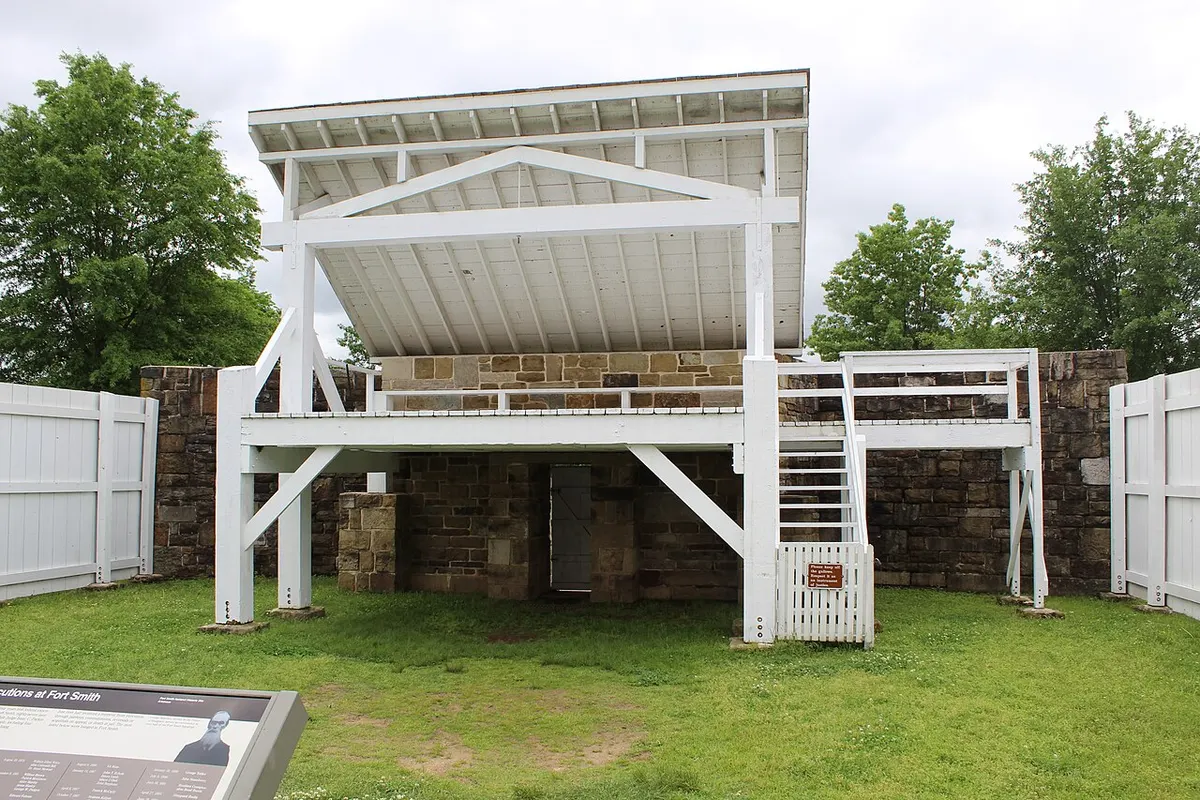 The reconstructed gallows at Fort Smith National Historic Site in Arkansas
