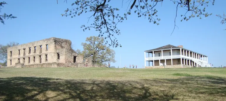 The restored stone barracks at Fort Washita near Durant, Oklahoma