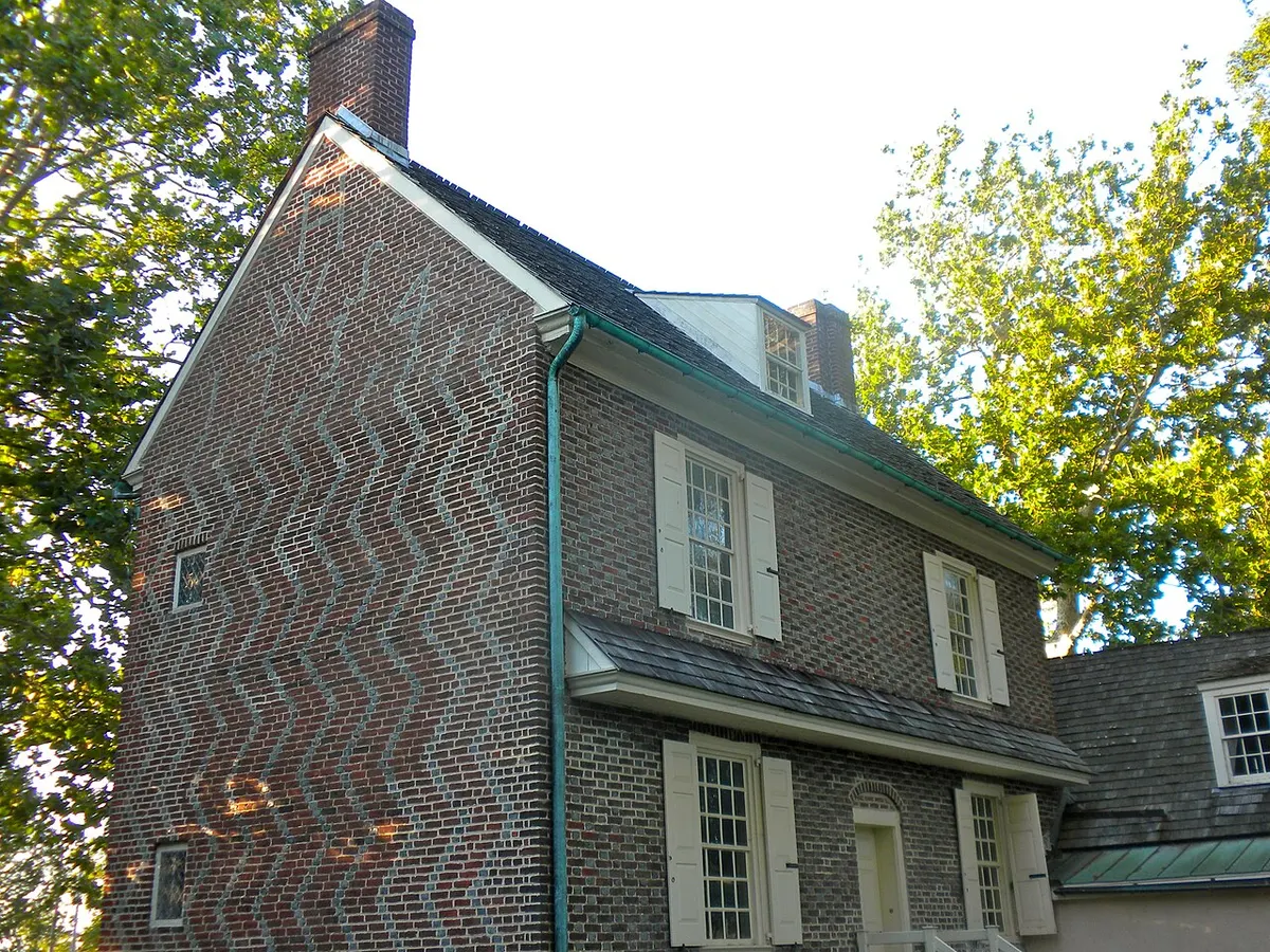 The Hancock House, a patterned-brick colonial house at Hancocks Bridge, New Jersey