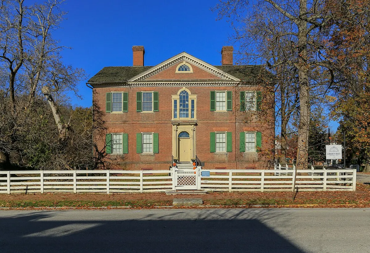 Front view of the brick Federal-style Liberty Hall in Frankfort, Kentucky