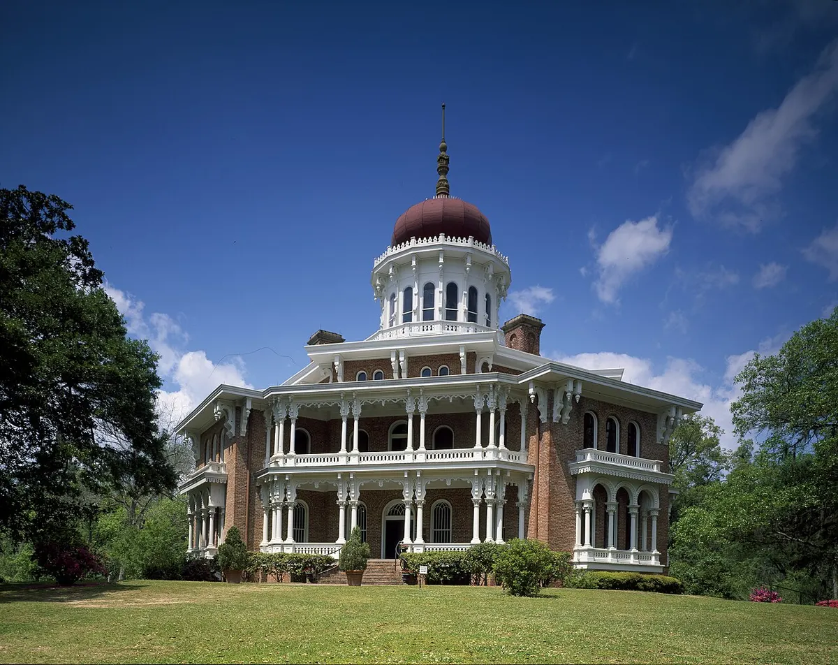 Longwood, the unfinished octagonal mansion in Natchez, Mississippi, with its onion-shaped dome