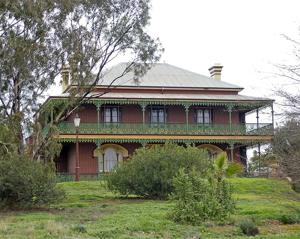 The two-storey Victorian Monte Cristo Homestead with its iron-lace verandahs in Junee