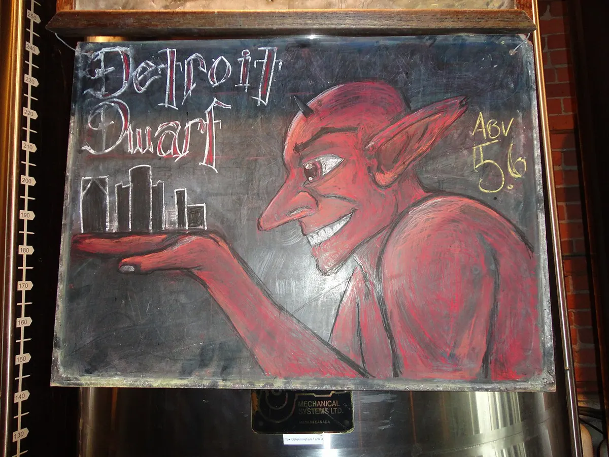 An illustration of Le Nain Rouge, the Red Dwarf of Detroit legend