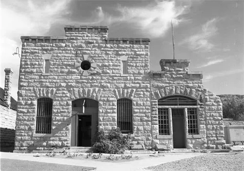 The sandstone front of the Old Idaho State Penitentiary in Boise