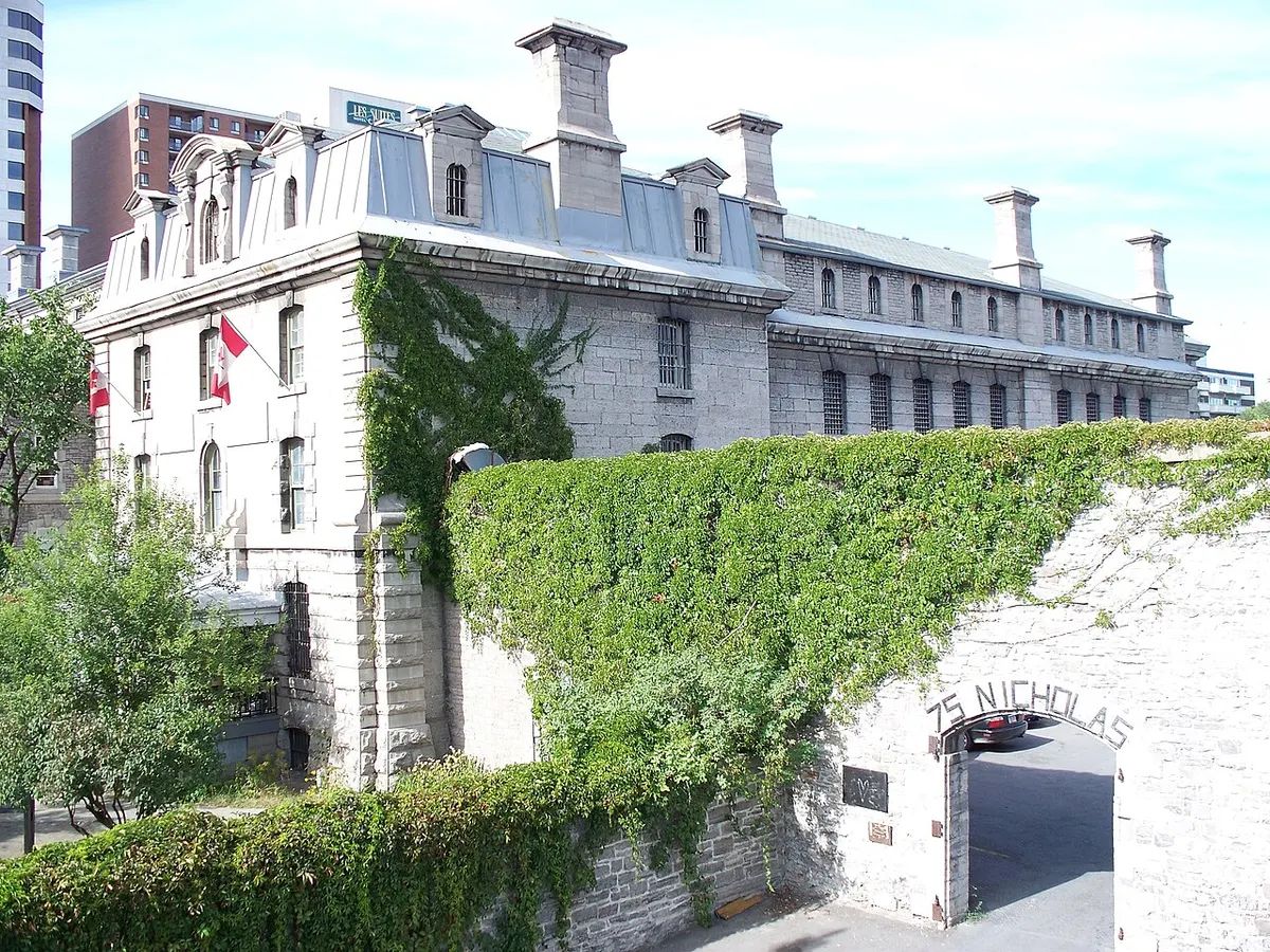 The limestone front of the former Carleton County Gaol, now the Ottawa Jail Hostel