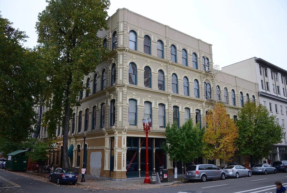 The cast-iron front of the historic Merchant Hotel building in Portland’s Old Town