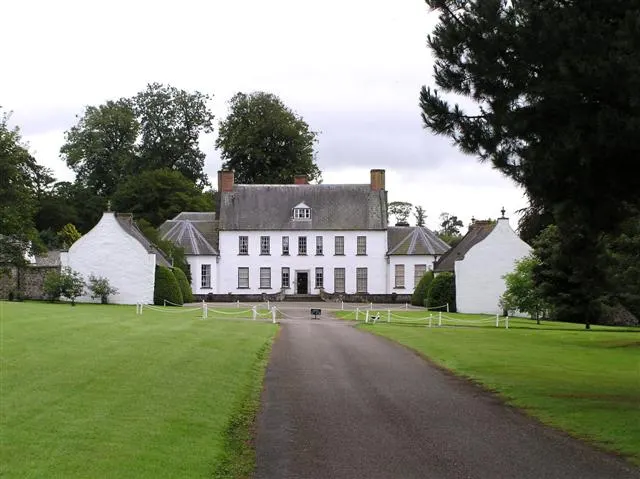The white-painted 17th-century plantation house of Springhill near Moneymore